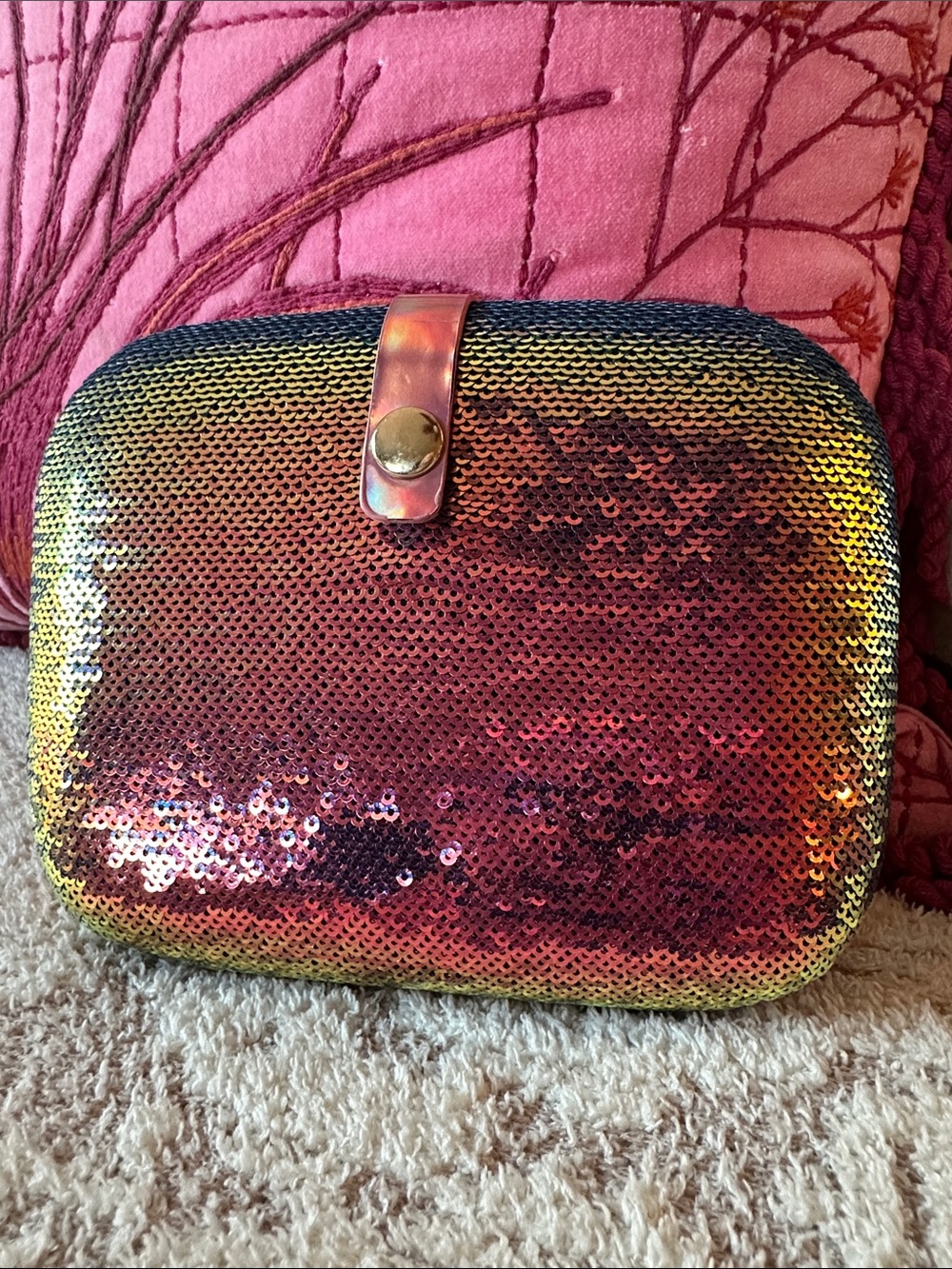 Bella Collection Iridescent Rainbow Sequin Evening Bag Color Shift Clutch